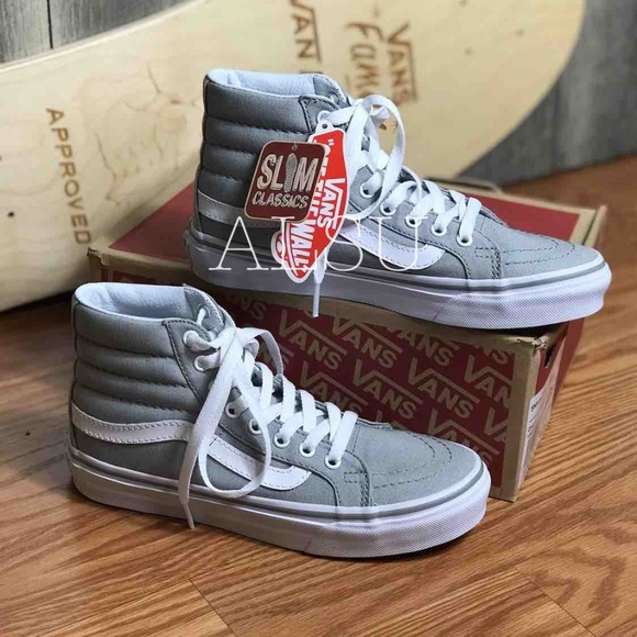 NWT VANS SK8-HI Slim Drizzle Grey White Kid’s - Picture 5 of 8